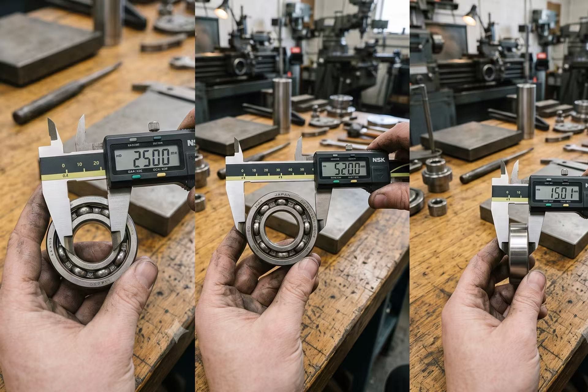 Caliper measuring a bearing